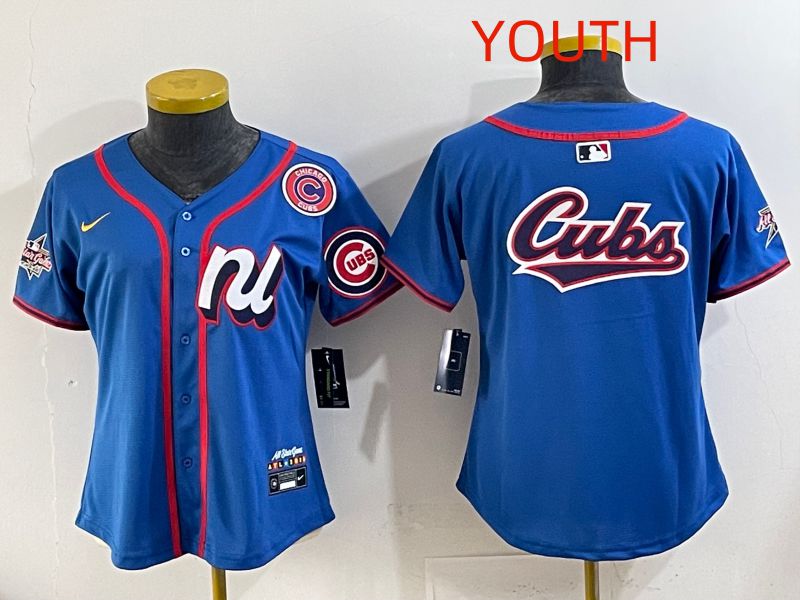 Youth 2025 Chicago Cubs Blank Blue All star Nike MLB Jersey style 04